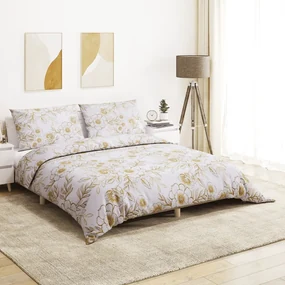 Set Copripiumino Bianco E Marrone 225x220 Cm İn Cotone /
