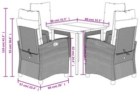 Set Pranzo da Giardino 5 pz con Cuscini Beige Misto Polyrattan