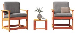 Set Salotto Da Giardino 3 Pz Marrone Cera Legno Massello Pino /