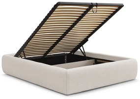 Letto matrimoniale imbottito bianco con contenitore/senza testiera con rete inclusa 160x200 cm Inera – Bobochic Paris