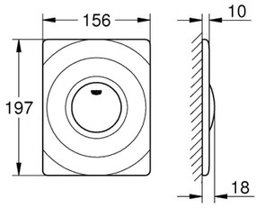 GROHE 37063000 - Pulsante di azionamento SURF 156 × 197 mm, cromo lucido