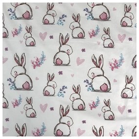 Set copripiumino e federa da bambini bianco/rosa in cotone per culla 100x135 cm Bunny "Sweet" – Jerry Fabrics