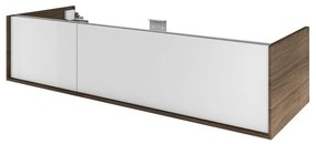 Mobile da bagno sotto lavabo SENSEA Neo Frame bianco e noce laccato lucido L 135 x H 32 x P 48 cm 2 cassetti, lavabo non incluso