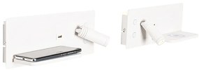 Set di 2 applique bianche con LED con USB e carica a induzione - Riza