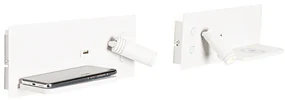 Set di 2 applique bianche con LED con USB e carica a induzione - Riza