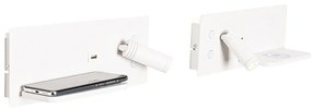 Set di 2 appliques bianche LED USB caricatore a induzione - RIZA