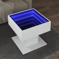 Tavolino Salotto con LED Bianco 50x50x45 cm Legno Multistrato 847525