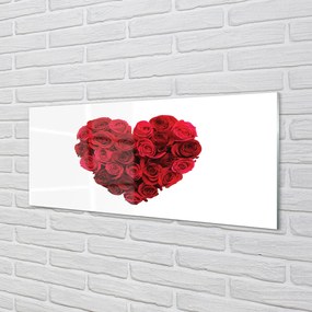 Quadro in vetro acrilico Cuore di rose 120x60 cm