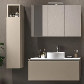 Mobile bagno 100 cm sospeso con piano da appoggio in solid surface bianco SP-100C - KAMALU
