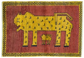 Gabbeh Tappeto 100x150 Rosso (Iran) Annodato A Mano