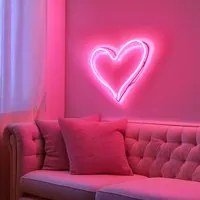 Insegna neon Cuore rosa da parete usb