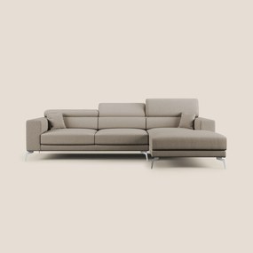 Blade Divano moderno angolare con poggiatesta reclinabili in tessuto impermeabile simil-cotone T13 beige