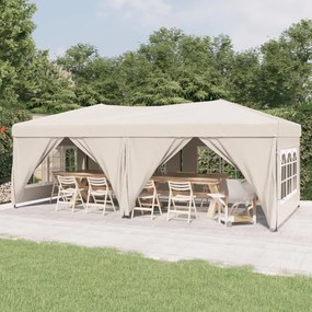 Tenda Per Feste Pieghevole Con Pareti Laterali Crema 3x6 M /