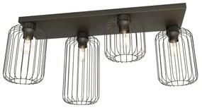 Plafonriera Minimal Industrial Vulcano 4 Luci Lineari Nera