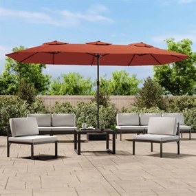 Ombrellone A Doppia Testa Con Led Terracotta 449x245 Cm /