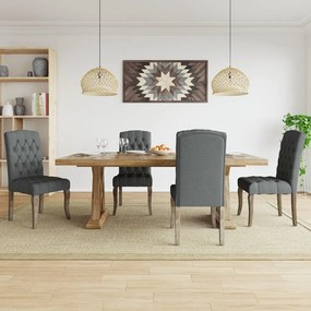 Sedie Da Pranzo 4 Pz Grigie Effetto Lino İn Tessuto /