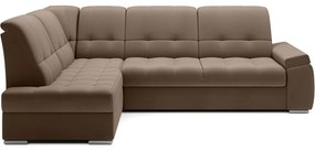 Divano angolare marrone allungabile/con contenitore (con penisola a sinistra/a L) e rivestimento in velluto Sado – ELTAP