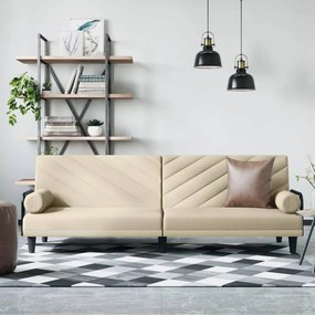 Divano Letto Con Braccioli Crema İn Tessuto /