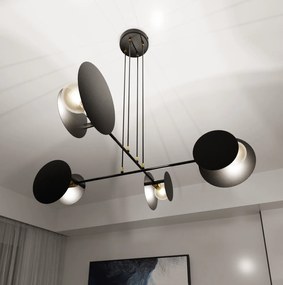 Lampadario Moderno 1 Luce Idea In Acciaio Nero Con Bracci