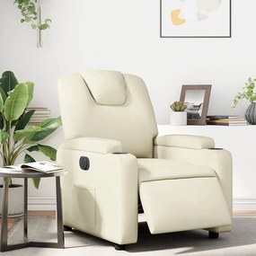 Poltrona Reclinabile Elettrica Crema İn Similpelle /
