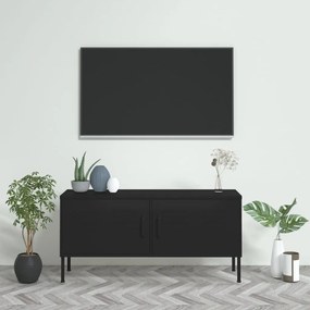 Mobile tv nero 105x35x50 cm in acciaio