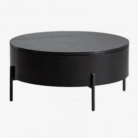 Tavolino Rotondo Alzabile In Legno E Acciaio (ø80 Cm) Tainara Nero - Sklum