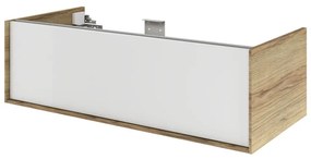Mobile da bagno sotto lavabo SENSEA Neo Frame bianco e noce laccato lucido L 105 x H 32 x P 48 cm 1 cassetto, lavabo non incluso