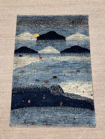 Loribaft Tappeto 60x90 Blu (Iran) Annodato A Mano