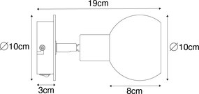 Faretto Art Déco nero con vetro fumé e legno - VIDRO