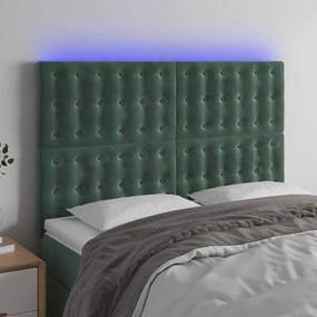 Testiera A Led Verde Scuro 144x5x118/128cm İn Velluto /