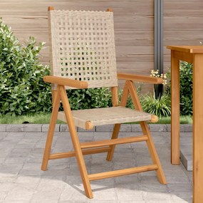 Sedie da giardino 2 pz beige legno massello acacia e polyrattan