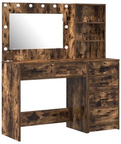 Set da toeletta 2 pezzi con led in legno ingegnerizzato rovere affumicato