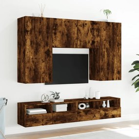 Mobili tv a muro 2 pz rovere fumo 80x30x30 cm legno multistrato