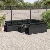 Set Divani da Giardino 11 pz con Cuscini in Polyrattan Nero 3253032