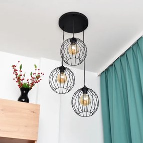 Lampadario LED a sospensione con filo MERCURE 3xE27/15W/230V ø 50 cm nero