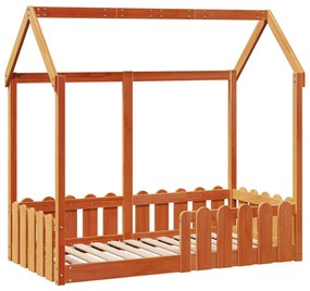 Giroletto casetta bambini marrone cera 70x140 cm massello pino