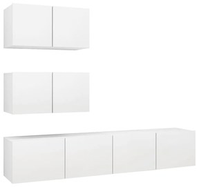 Set mobili tv 4 pz bianco in truciolato