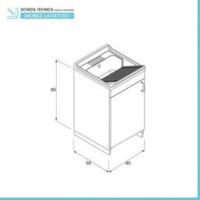 Mobile lavatoio 45x50 cm bianco in kit di montaggio con vasca e asse Ikaro