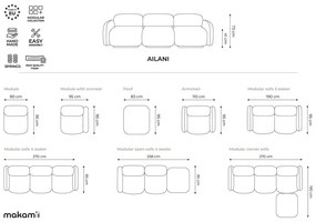 Chaise lounge componibile verde scuro (con penisola a sinistra) Ailani – Makamii