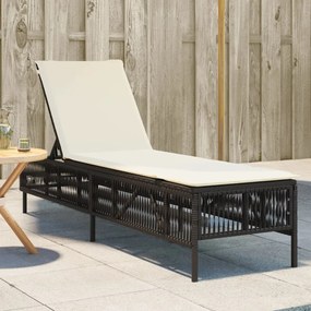 Lettino Prendisole Con Cuscino Marrone İn Polyrattan /