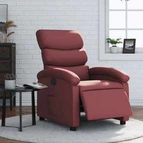 Poltrona Reclinabile Elettrica Rosso Vino İn Similpelle /