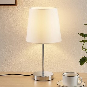 Lindby Leza lampada tavolo cromo, paralume bianco