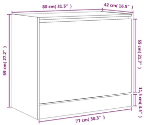 Scarpiera Nera 80x42x69 cm in Legno Multistrato