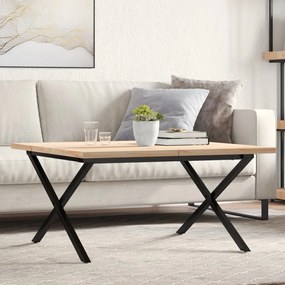 Tavolino Salotto Telaio A X 90x90x45,5 Cm Legno Pino E Acciaio /