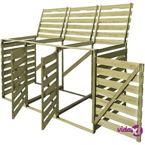 vidaXL Copribidone per Spazzatura Triplo 240 L in Legno Impregnato