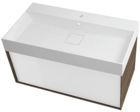 Mobile sottolavabo e lavabo Neo Frame per vasca centrale rovere noce L 90 x H 32 x P 48 cm