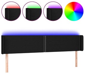 Testiera a led nera 163x16x78/88 cm in tessuto