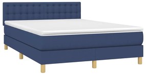 Letto a molle con materasso e led blu 140x190 cm in tessuto