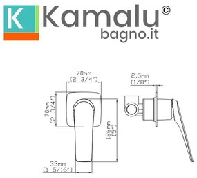 Kamalu - miscelatore doccia a incasso in ottone finitura gun metal | kam-l gun metal