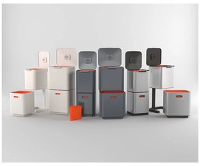 Bidone in acciaio per rifiuti differenziati in argento 40 l Totem Compact - Joseph Joseph